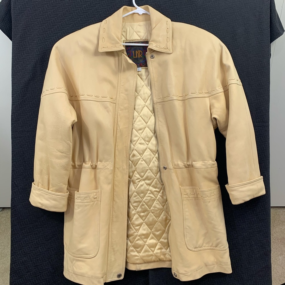LNR M soft leather quilted lining coat yellow